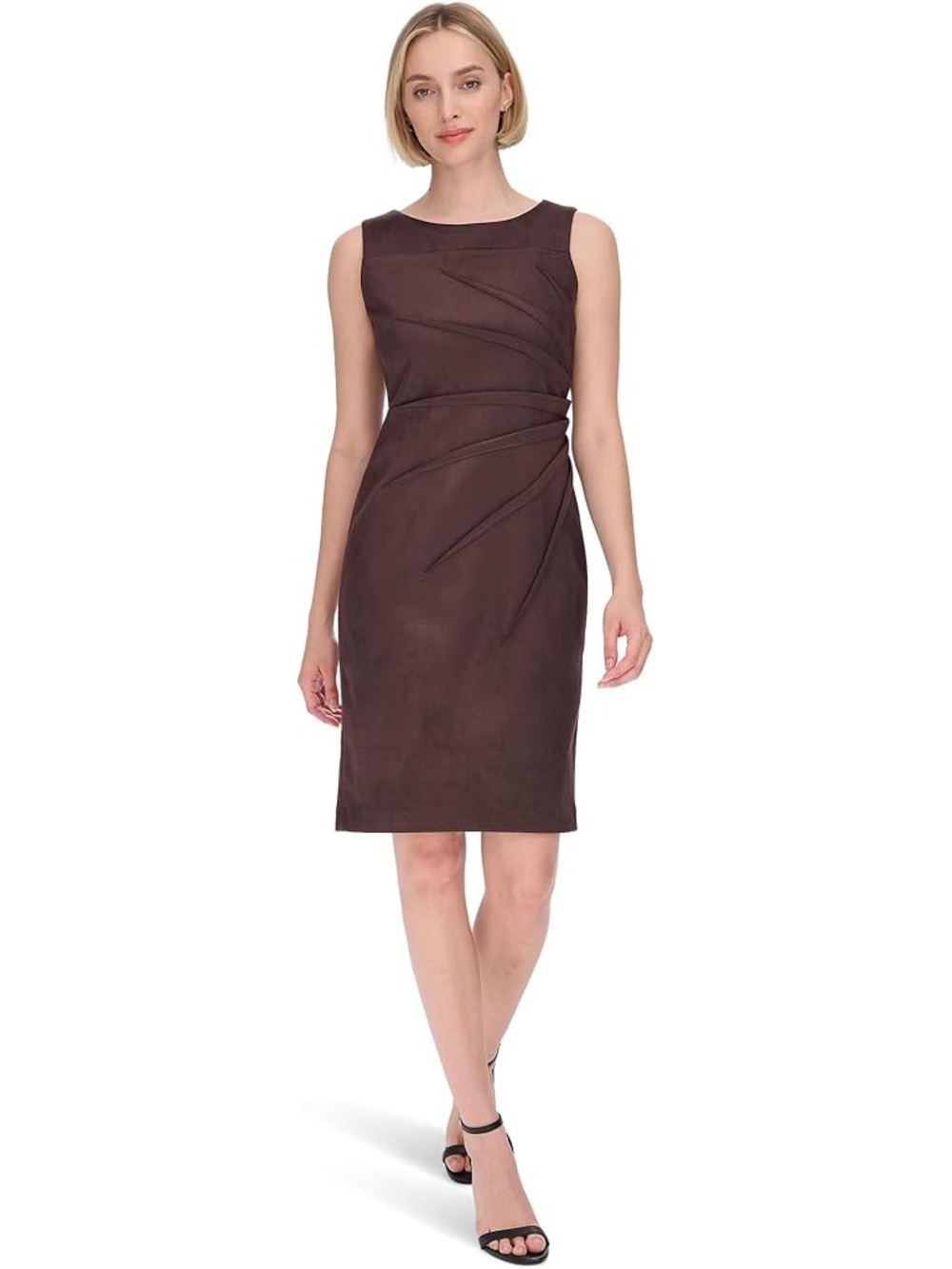 Calvin Klein Sleeveless Chocolate Brown Suede Dress